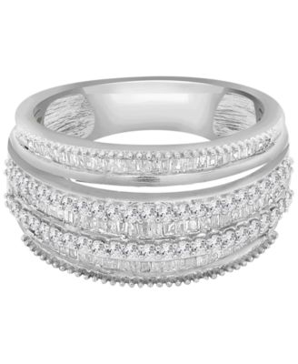 Diamond Multirow Statement Ring (3/4 ct. t.w.) in Sterling Silver