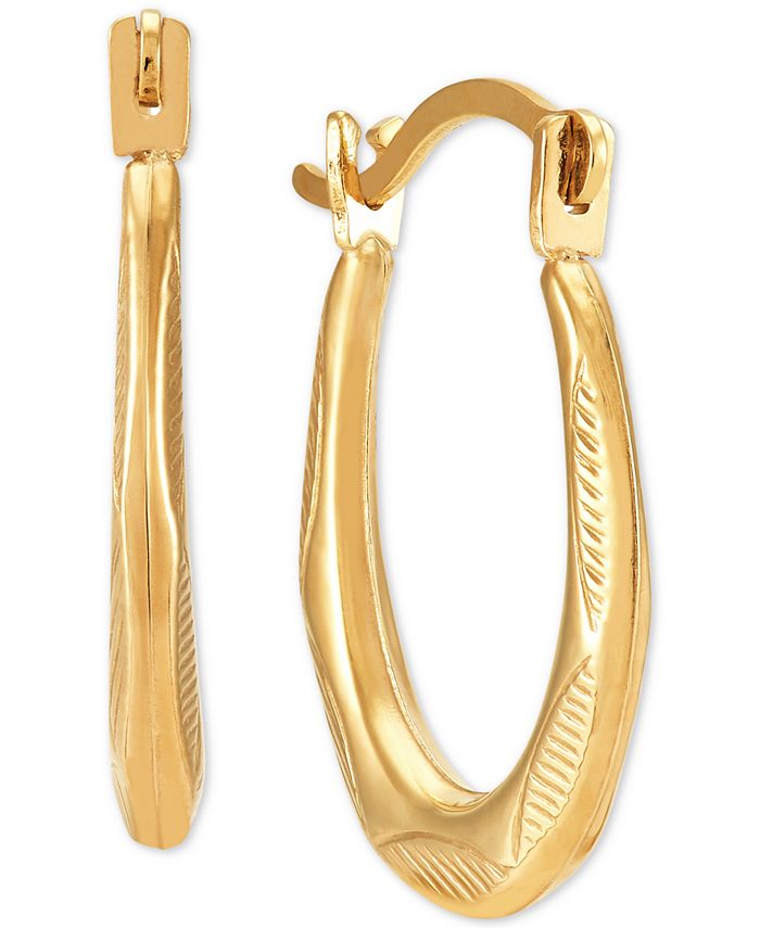 Macy's Patterned Small Oval Hoop Earrings in 10k Gold & Reviews - Earrings  - Jewelry & Watches - Macy's