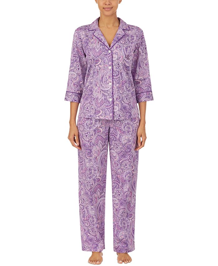 Lauren Ralph Lauren Printed Cotton Sateen Petite Pajamas Set - Macy's