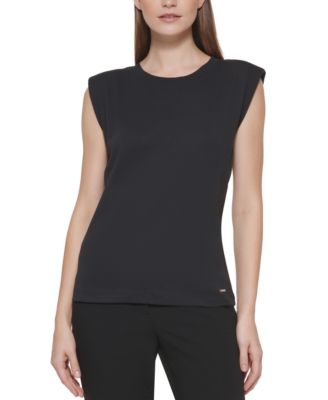 Calvin Klein - Padded Shoulder Sleeveless Knit Top