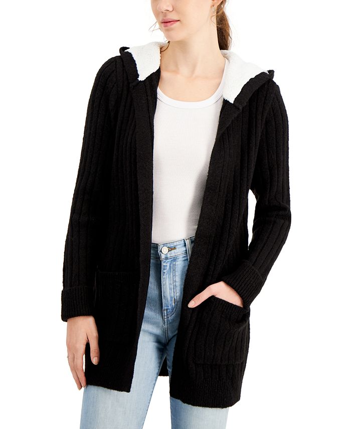 Kensie frosted sherpa hooded cardigan discount