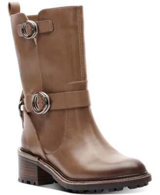 Vince Camuto Women's Keshilla Moto Boot - Leather Motorcycle Style Boot With Chain Detail