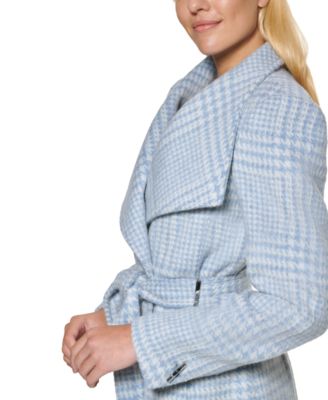calvin klein petite asymmetrical belted wrap coat