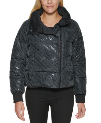 calvin klein cropped puffer coat