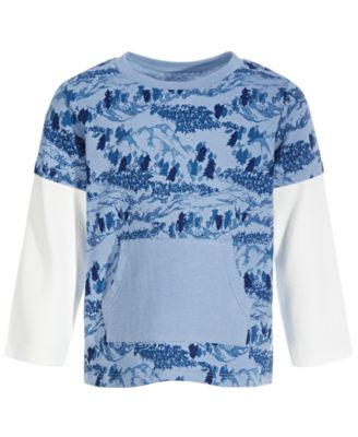 First Impressions - Baby Boys Mountain-Print Long-Sleeve Top