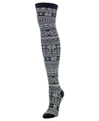 MeMoi Women's Snow Flakes Stripes Over The Knee Socks - Macy's