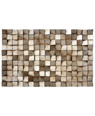'Textured 1' Metallic Handed Painted Rugged Wooden Blocks Wall Sculpture - 48" x 30"