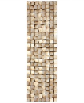 'Textured 2' Metallic Handed Painted Rugged Wooden Blocks Wall Sculpture - 72" x 22"