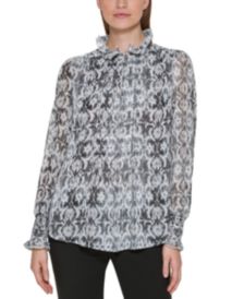 Printed Mock Neck Blouse