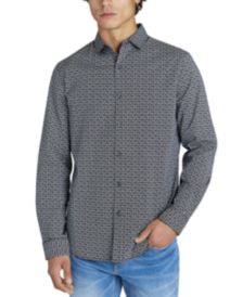 Men's Stretch Allover Logo Print Long-Sleeve Shirt, Created for Macy's