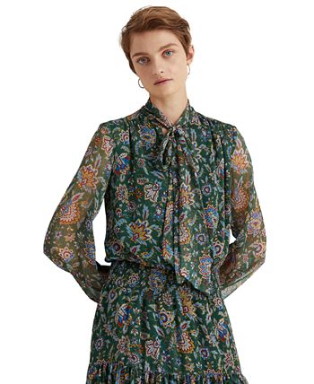 Lauren ralph lauren ascot print georgette dress clearance