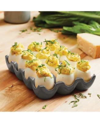 Solid Glaze Ceramics Egg Tray, 12-Cup