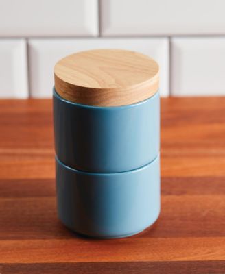 Ceramic Stacking Spice Box Set with Lid, 2-Piece