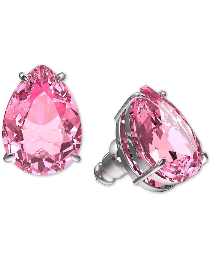 Swarovski Silver Tone Pink Crystal Stud Earrings Macy s