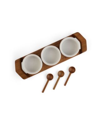 Chevron Condiment Tray with Bowls