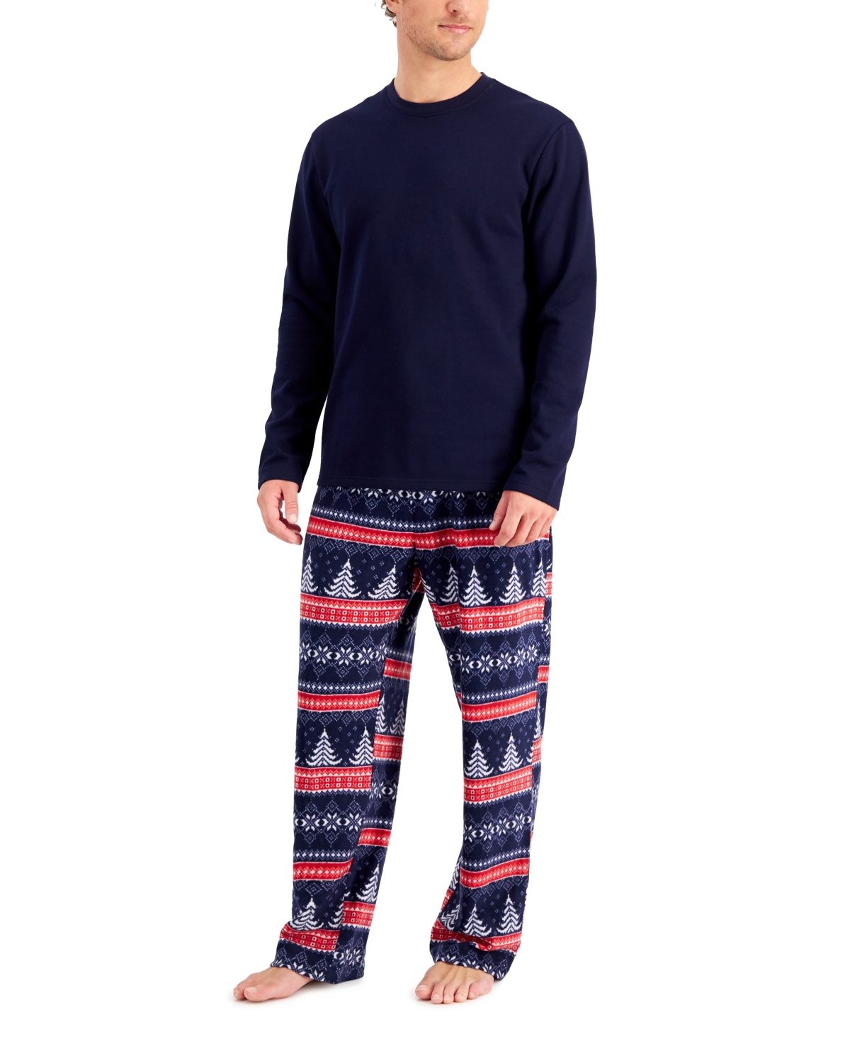 Club Room Men's Fleece Shirt & Pajama Pants Set, Created For Macy's In Navy  Christmas | ModeSens
