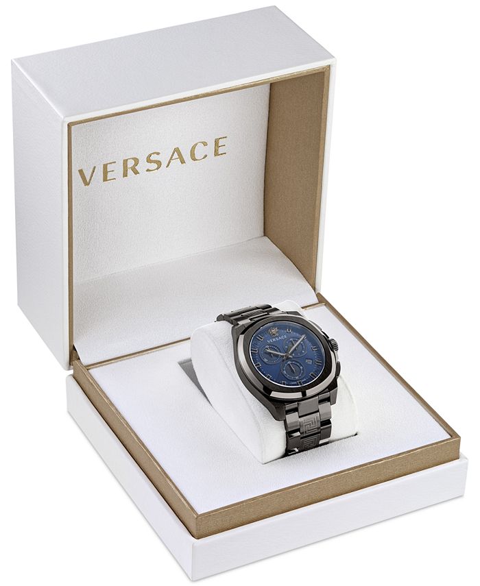 Versace Men's Swiss Chronograph Geo Gunmetal Stainless Steel Bracelet ...