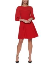 Puff-Sleeve Fit & Flare Dress