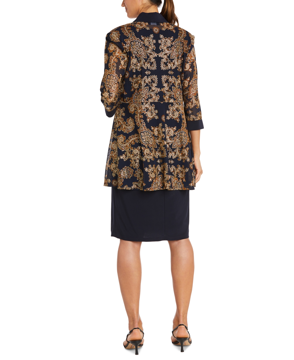 R & M Richards Petite 2-Pc. Paisley-Print Jacket & Dress Set -Gold