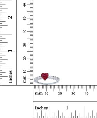 Red, Green, Purple, or White Heart Cubic Zirconia Ring in Rhodium Plated Sterling Silver  