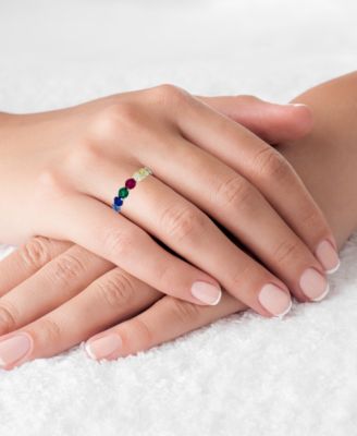 Rainbow Colored Cubic Zirconias Eternity Band in 14k Rose Gold Plated Sterling Silver