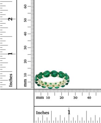 Green Cubic Zirconia Eternity Band in 14k Yellow Gold Plated Sterling Silver