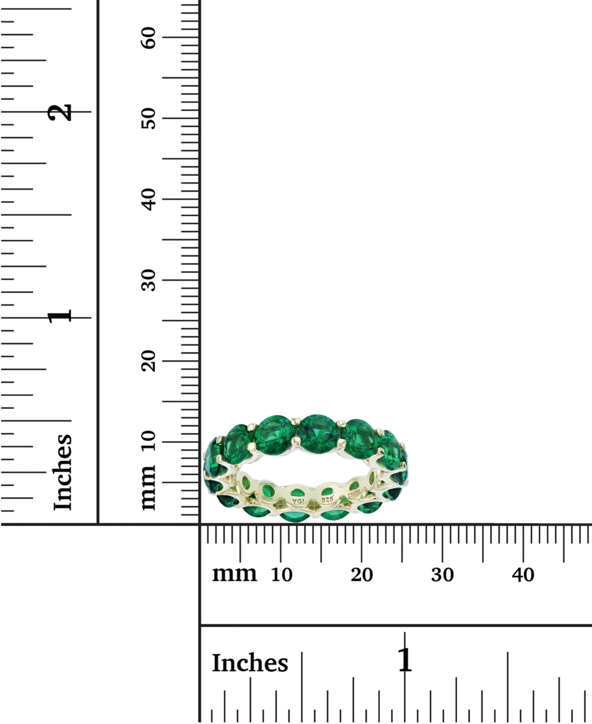 Cubic Zirconia Eternity Band in 14k Yellow Gold Plated Sterling Silver - Green