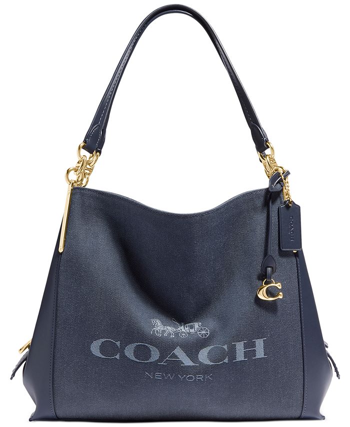Coach Tote Bag Shoulder Bag Leather Nylon 3Set Beige Light Blue