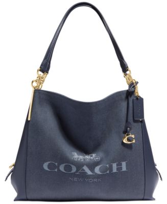 Coach Black/Grey Jacquard and Leather Hobo Bag