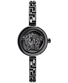 Women's Swiss Medusa Secret Black Ion Plated Stainless Steel Bracelet Watch 25mm