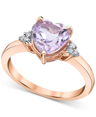 Macy's - Pink Amethyst (1-5/8 ct. t.w.) & Diamond (1/20 ct. t.w.) Heart Ring in 14k Rose Gold