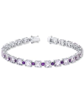 Macy's - Pink & Purple Amethyst Link Bracelet (16-3/8 ct. t.w.) in Sterling Silver