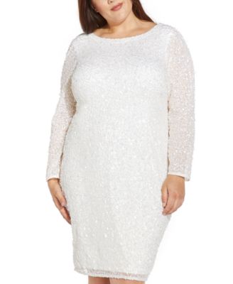 plus size sequin white dress