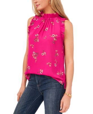 vince camuto printed sleeveless blouse