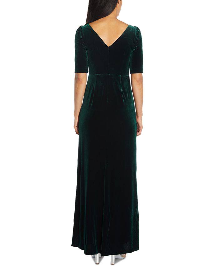 Adrianna Papell Ruched Velvet High-Low Gown - Macy's
