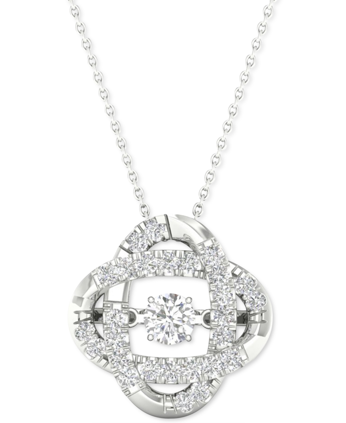 Diamond Interlocking Oval 18" Pendant Necklace (1/4 ct. t.w.) in 10k White Gold - White Gold