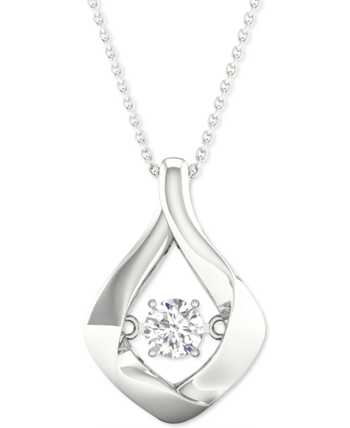 Diamond Framed Solitaire 18" Pendant Necklace (1/5 ct. t.w.) in 10k White Gold - White Gold