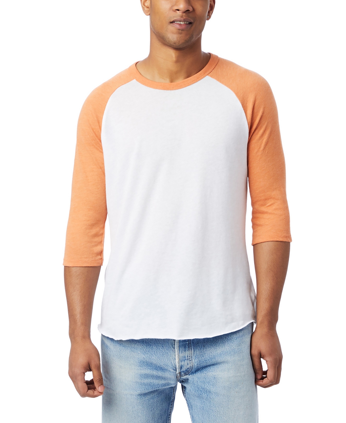 Alternative Apparel Men's Keeper Jersey Baseball T-shirt In White,southern Orange