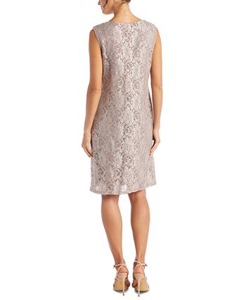 R & M Richards Women's Lace Dress & Jacket -Pink Size 14