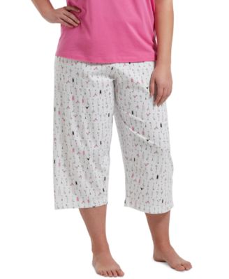 Womens Plus Size Sleepwell Printed Knit Capri Pajama Pant made with Temperature Regulating Technology