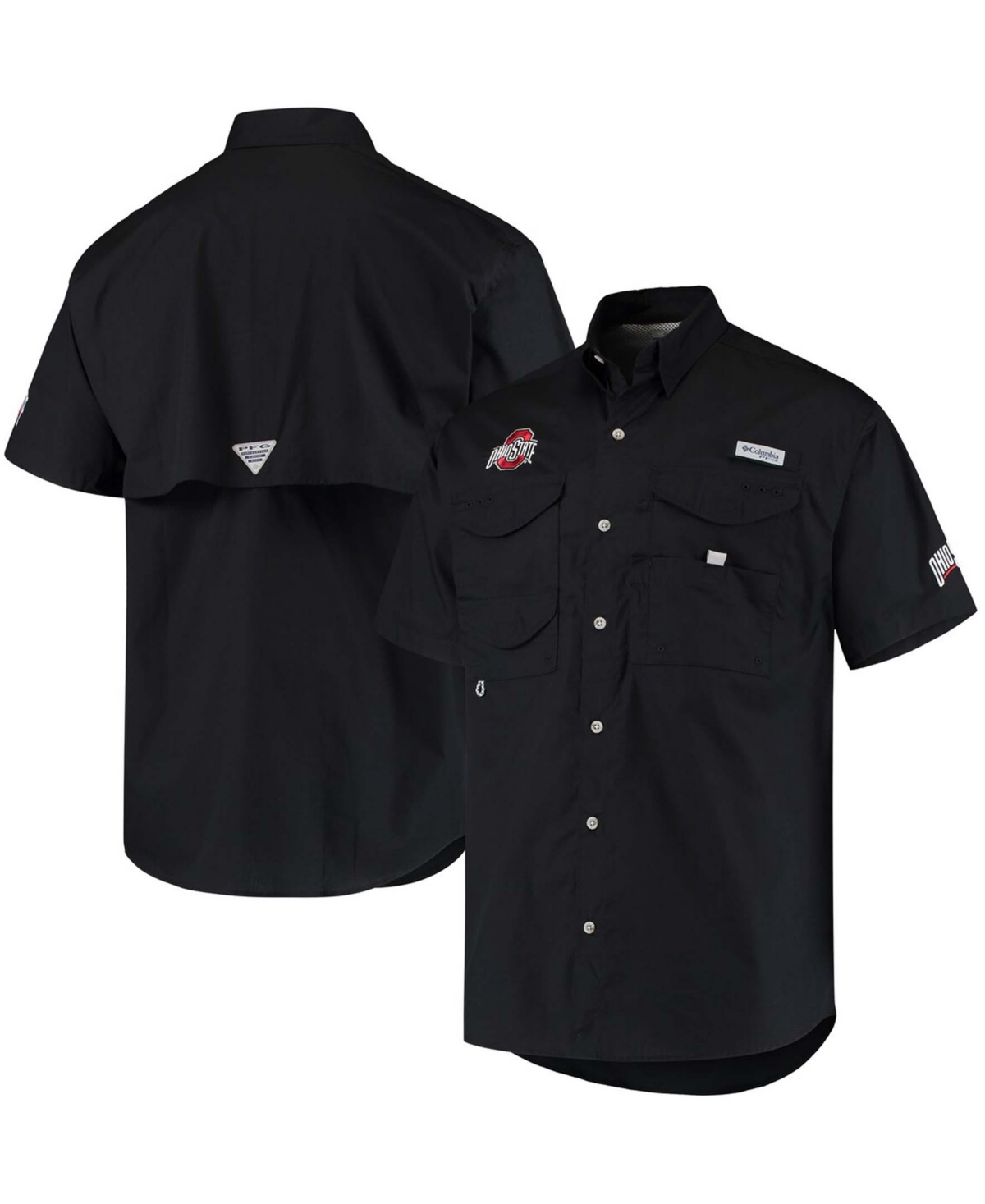 Men's Pfg Ohio State Buckeyes Bonehead Button-Up Shirt - Black