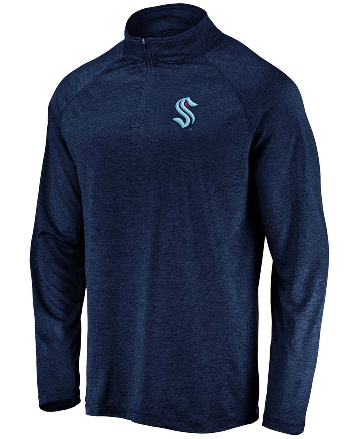 Shop Authentic Nhl Apparel Fanatics Branded Men's Navy Seattle Kraken Primary Logo Quarter-zip Pullover Fleece Jacket