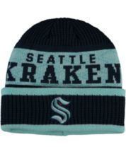 Men's Adidas Navy Seattle Kraken Locker Room Three Stripe Cuffed Knit Hat with Pom