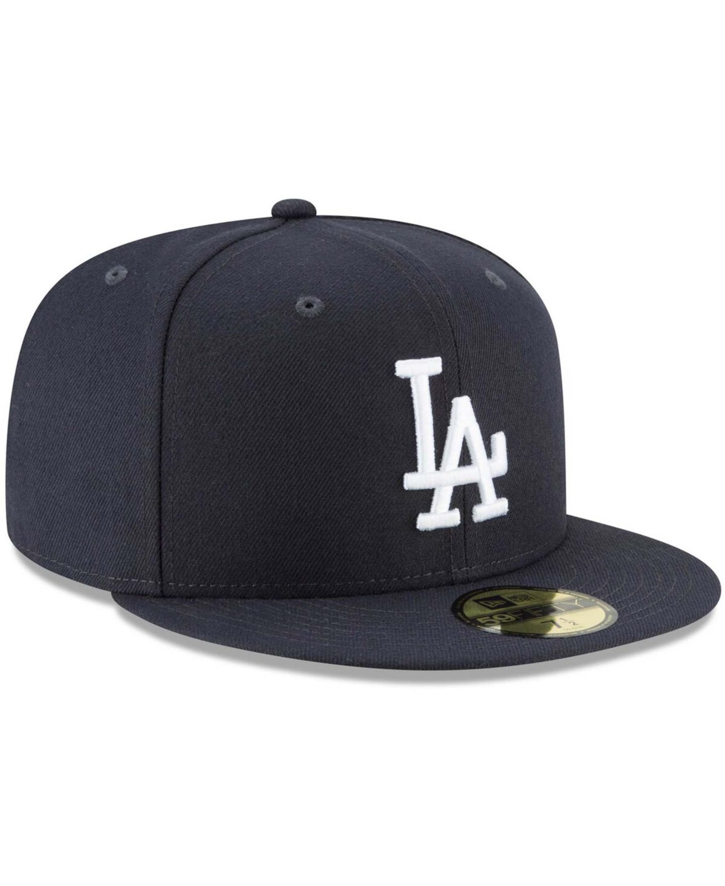 Мужская кепка New Era Navy Los Angeles Dodgers Logo White 59FIFTY Fitted Hat — фото 3