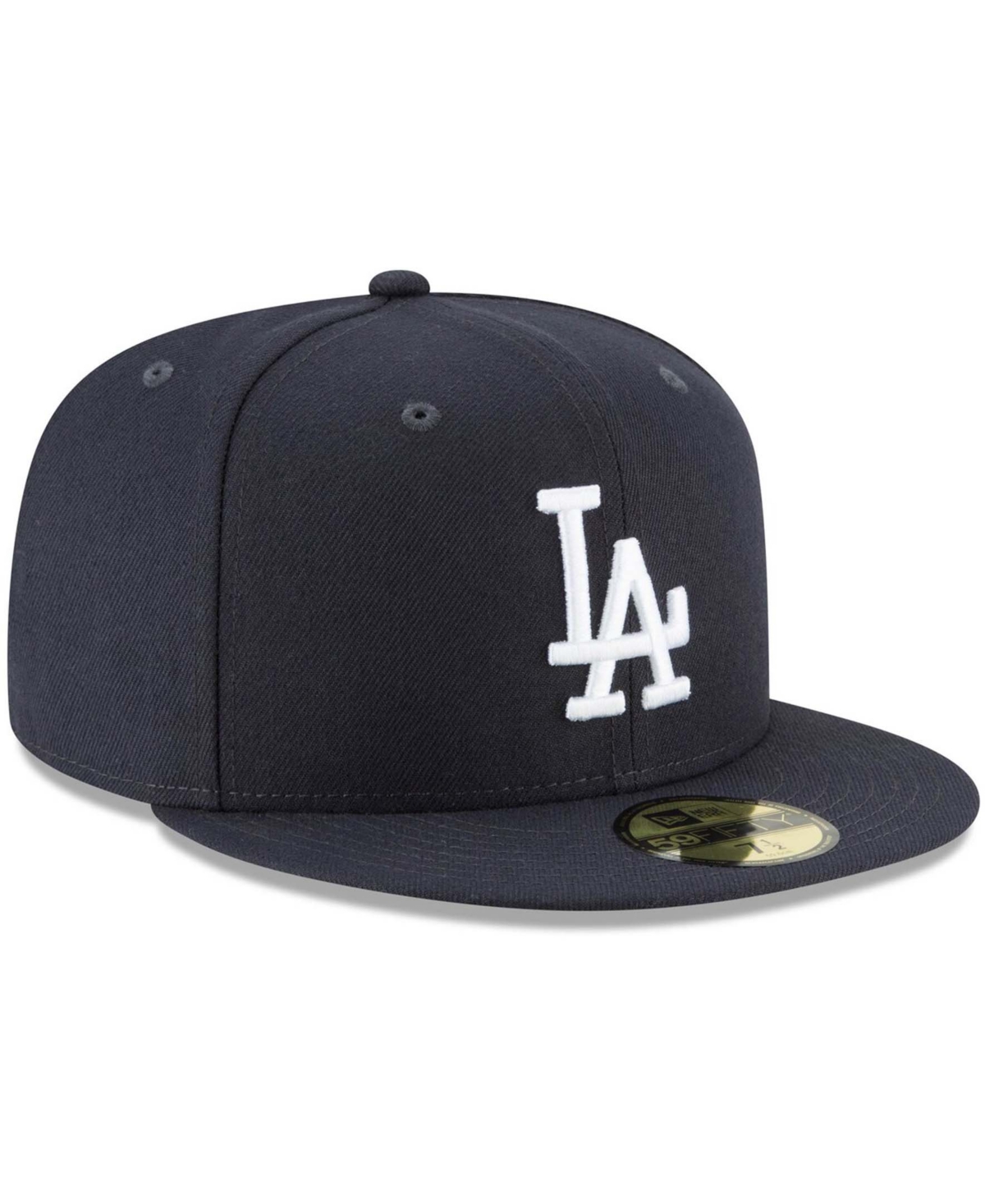 New Era Men's Navy Los Angeles Dodgers Logo White 59FIFTY Fitted Hat