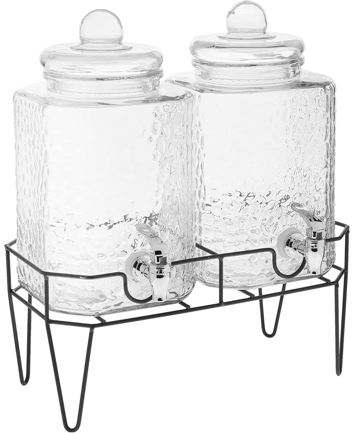 Style Setter 1.5 Gallon Glass Beverage Drink Dispenser With Metal Stand, Set Of 3 In Clear