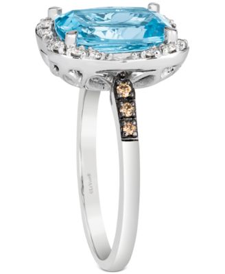 Blue Topaz (4-1/4 ct. t.w.) & Diamond (1/5 ct. t.w.) Ring in 14k White Gold