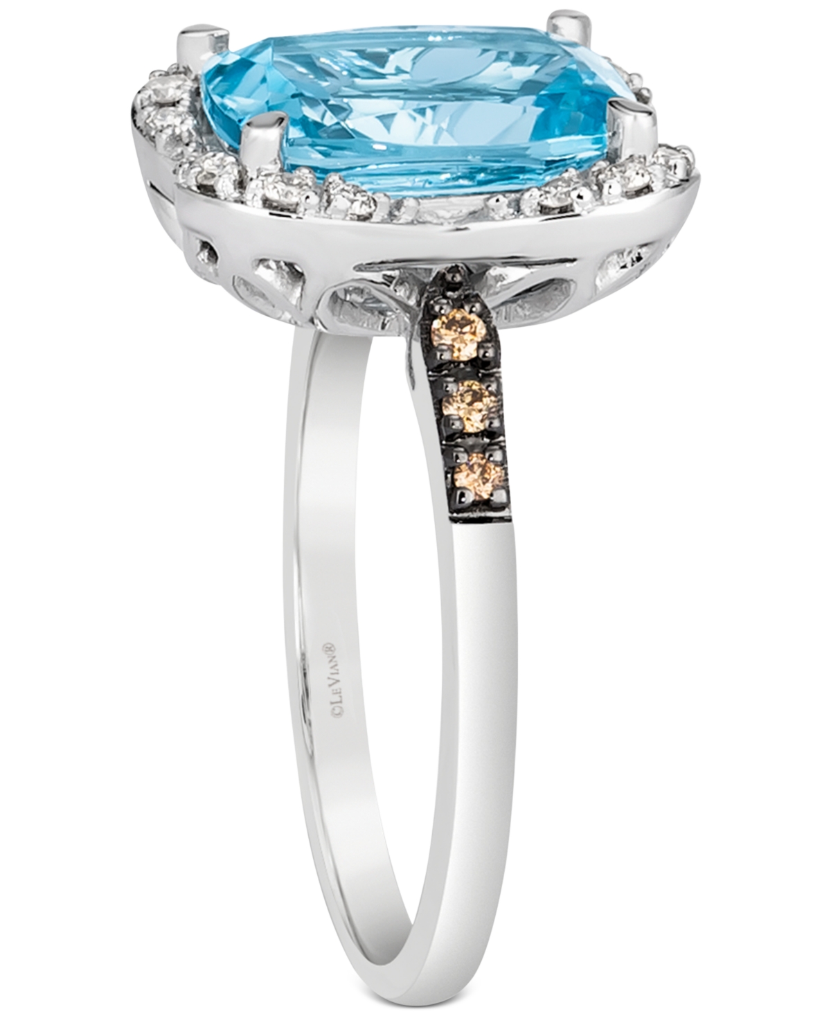 Le Vian(4-1/4 ct. t.w.) & Diamond (1/5 ct. t.w.) Ring in 14k White Gold - Blue Topaz