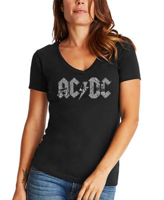 Women's AC/DC Word Art V-Neck T-Shirt