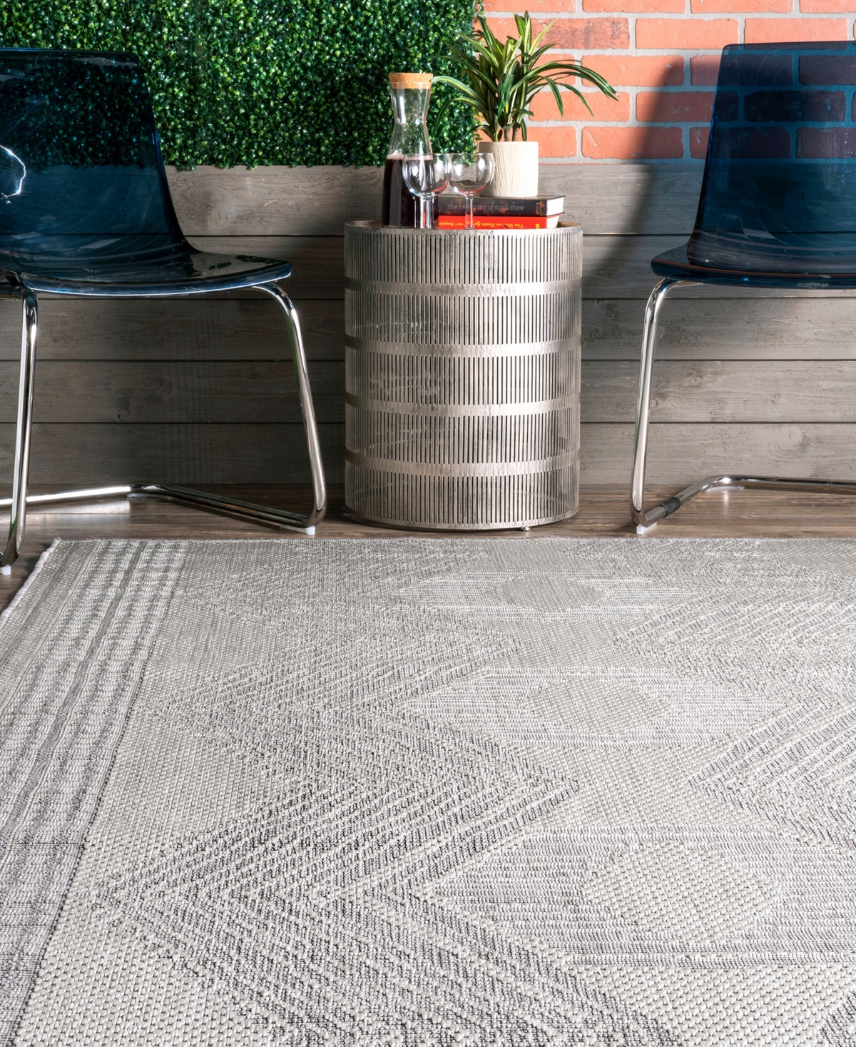 nuLoom Cabana GBCB01B 5' Outdoor Area Rug - Silver-tone